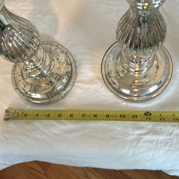 World Market LG Silver Mercury Pillar Candle Holders - Picture 7 of 8